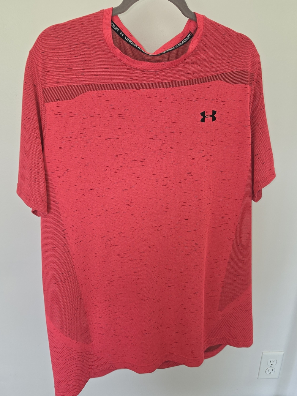 Under Armour Red Short Sleeve Athletic Tee with Black Logo
